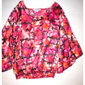 New Womens NWT USA Annalee Hope Top Butterfly Sleeves Red Medium Black Purple